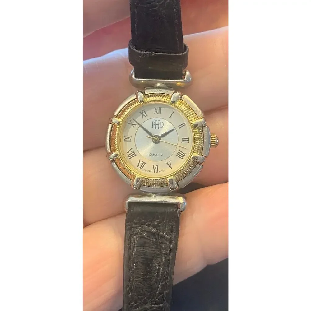Women's 27mm Two Tone PHD Watch, Black Leather Band